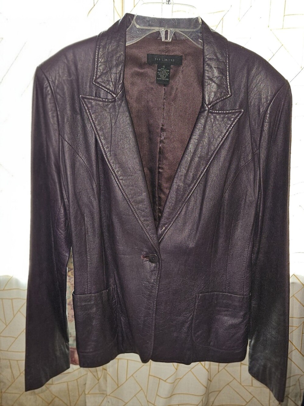 The Limited Plum Leather Blazer Jacket Size10